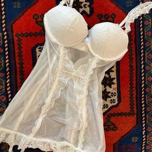 Victoria’s Secret Wicked Unlined Balconette Teddy, With Garter